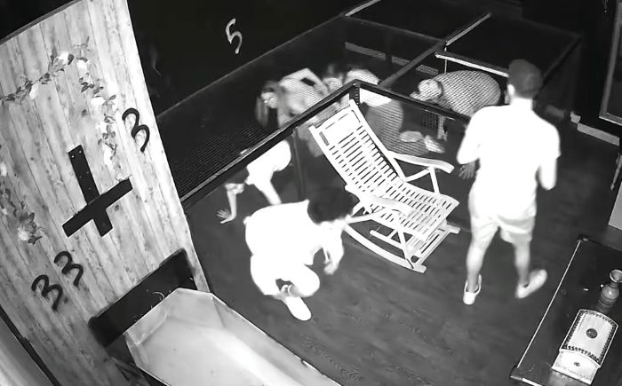 Horror escape room game at night